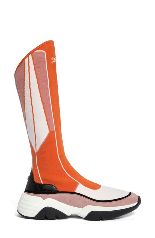 Longchamp Tall Shaft Tennis Boot In Orange