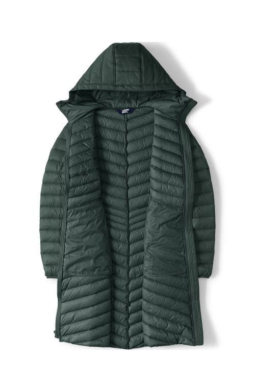 Shop Lands' End Ultralight Packable Long Down Coat In Evening Forest