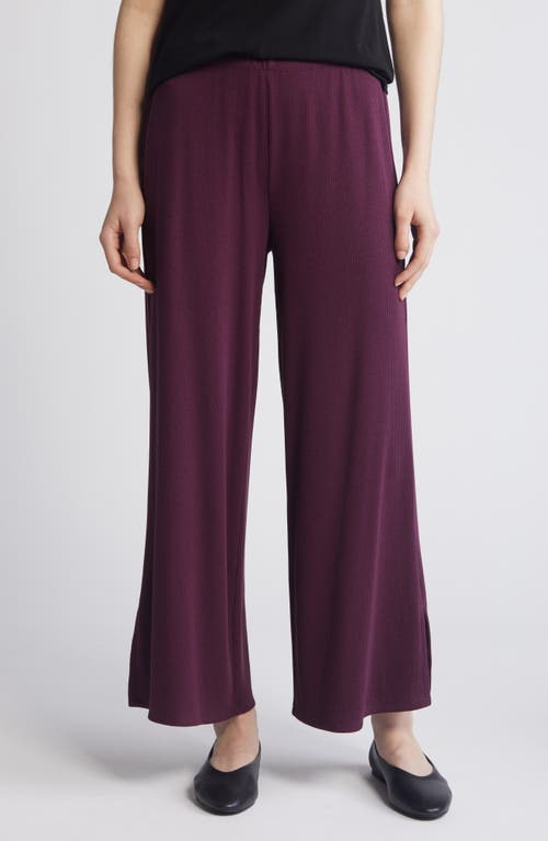 Shop Eileen Fisher Rib Wide Leg Ankle Pants In Blackberry