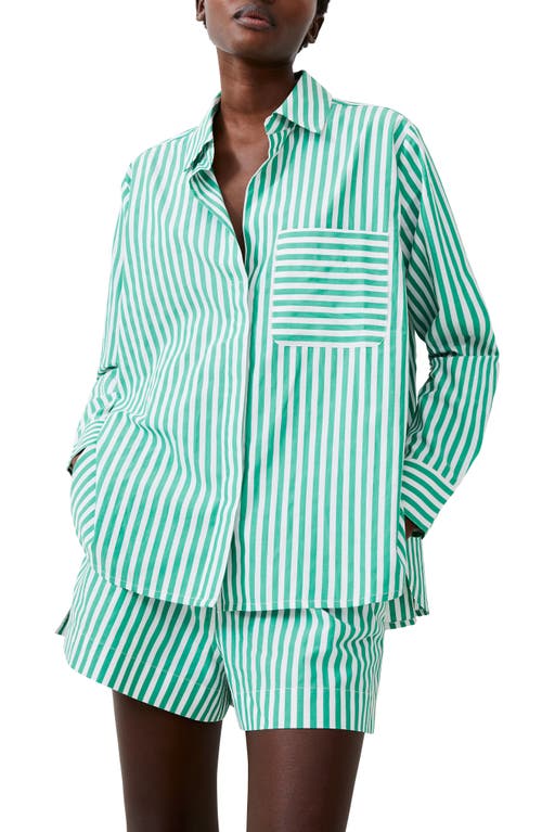 French Connection Thick Stripe Shirt In Green