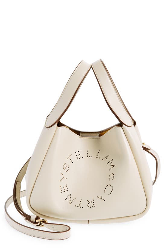 Shop Stella Mccartney Logo Faux Leather Top Handle Bag In Pure White