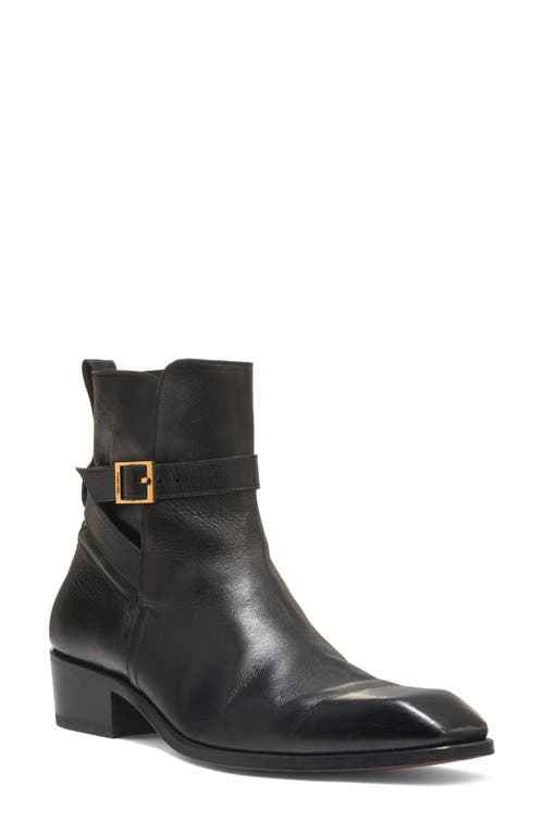 Tom Ford Kenneth Grained Leather Buckle Boots In Black