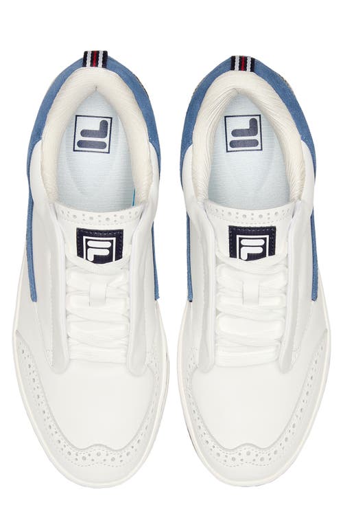 Shop Fila Sanati Low Top Sneaker In White/ Navy/blue