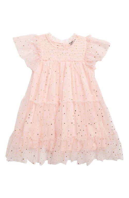 Shop Zunie Kids' Foil Star Mesh Overlay Party Dress In Blush