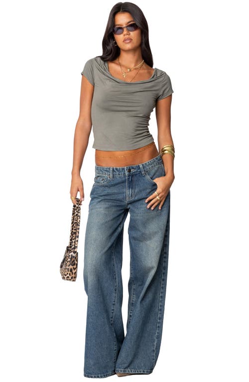 Edikted Javi Cowl Neck Top In Gray