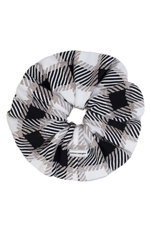 Autumn Adeigbo Beverly Plaid Scrunchie in Black And White Plaid