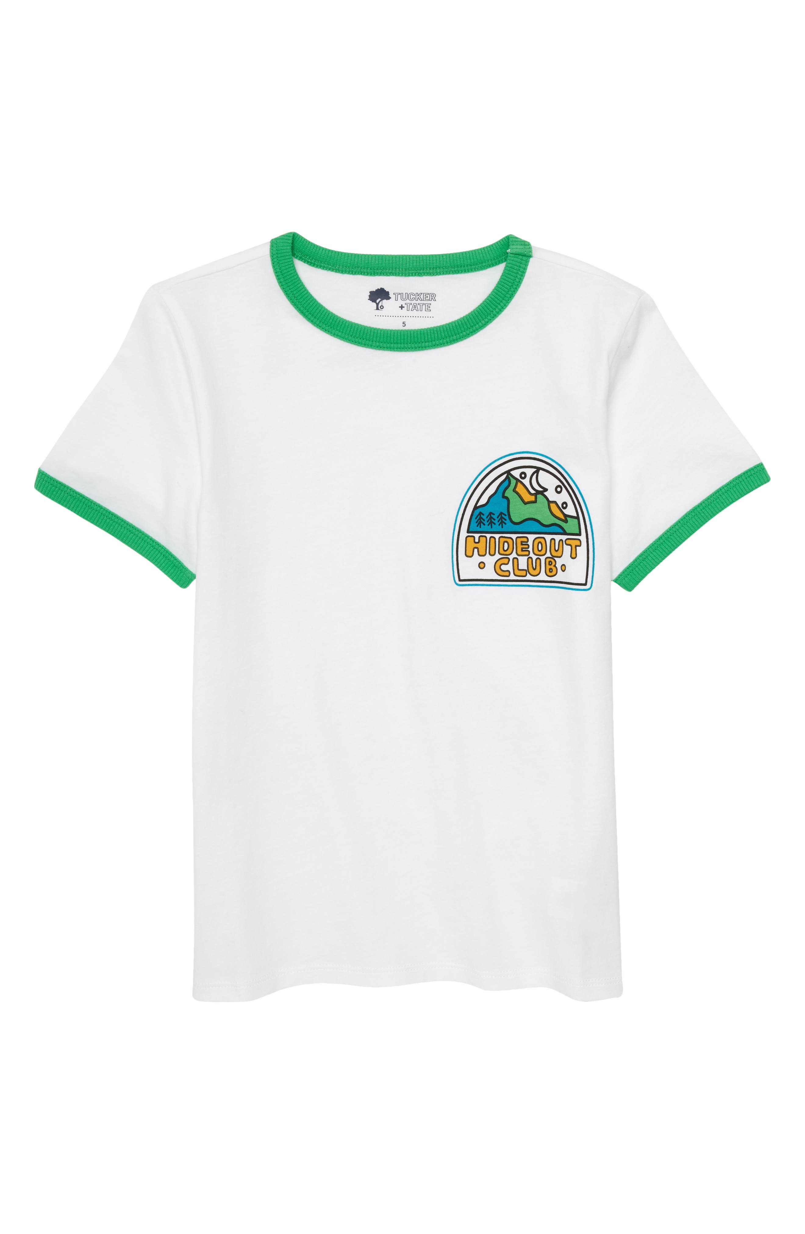 Tucker + Tate Kids' Ringer Graphic Tee in White Hideout Club Patch