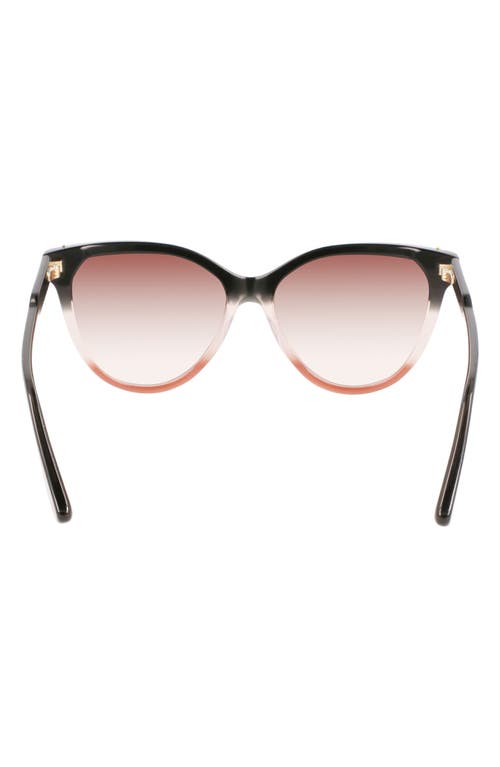 Victoria Beckham Guilloché 57mm Gradient Cat Eye Sunglasses In Grey/rose/caramel