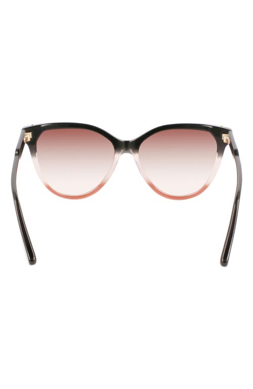 Shop Victoria Beckham Guilloché 57mm Gradient Cat Eye Sunglasses In Grey/rose/caramel