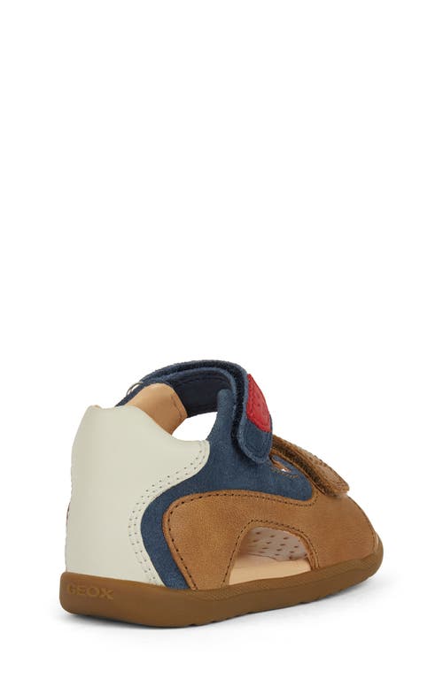 Shop Geox Kids' Macchia Sandal In Caramel/navy