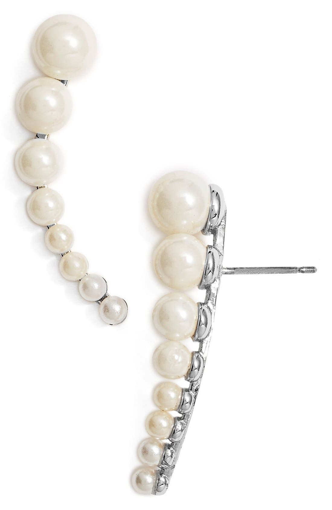 Covet Faux Pearl Linear Stud Earrings Nordstrom