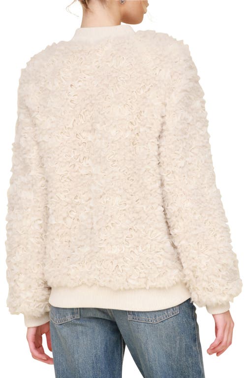 Shop Avec Les Filles Oversize Faux Shearling Bomber Jacket In Cream