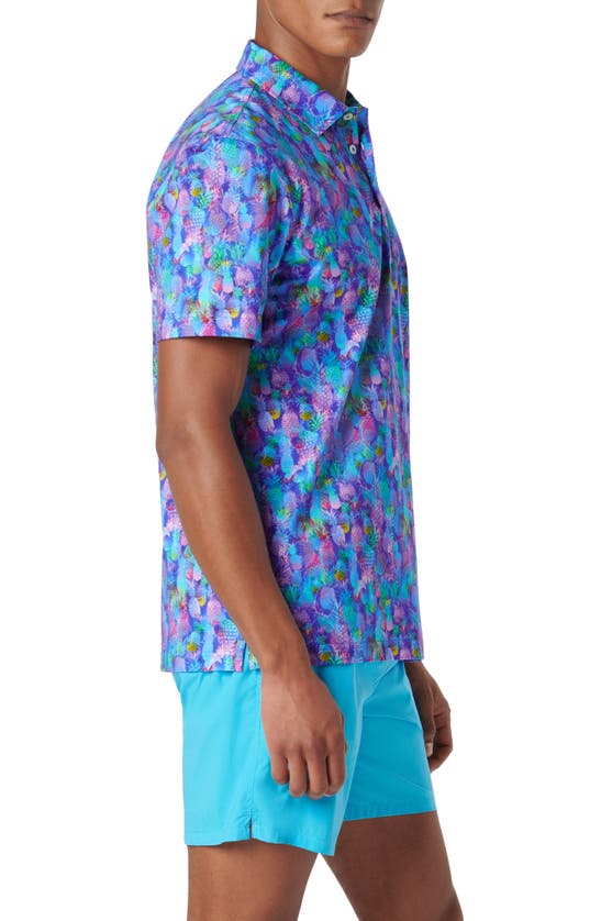 Shop Bugatchi Victor Ooohcotton® Pineapple Print Polo In Classic Blue