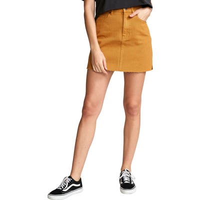 Rvca Rowdy Denim Miniskirt, Brown