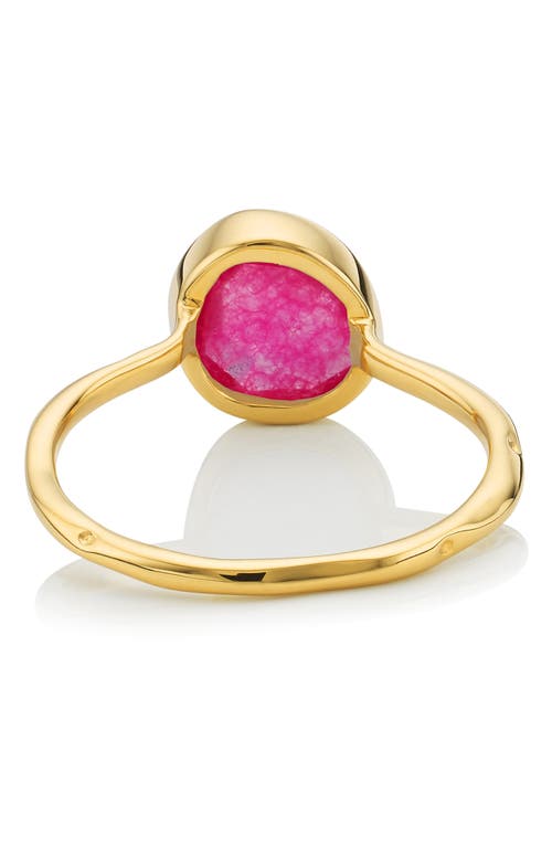 Shop Monica Vinader Siren Semiprecious Stone Stacking Ring In Gold/pink Quartz