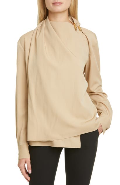 BOTTEGA VENETA HARDWARE DETAIL WOOL TWILL BLOUSE,610614VKI30