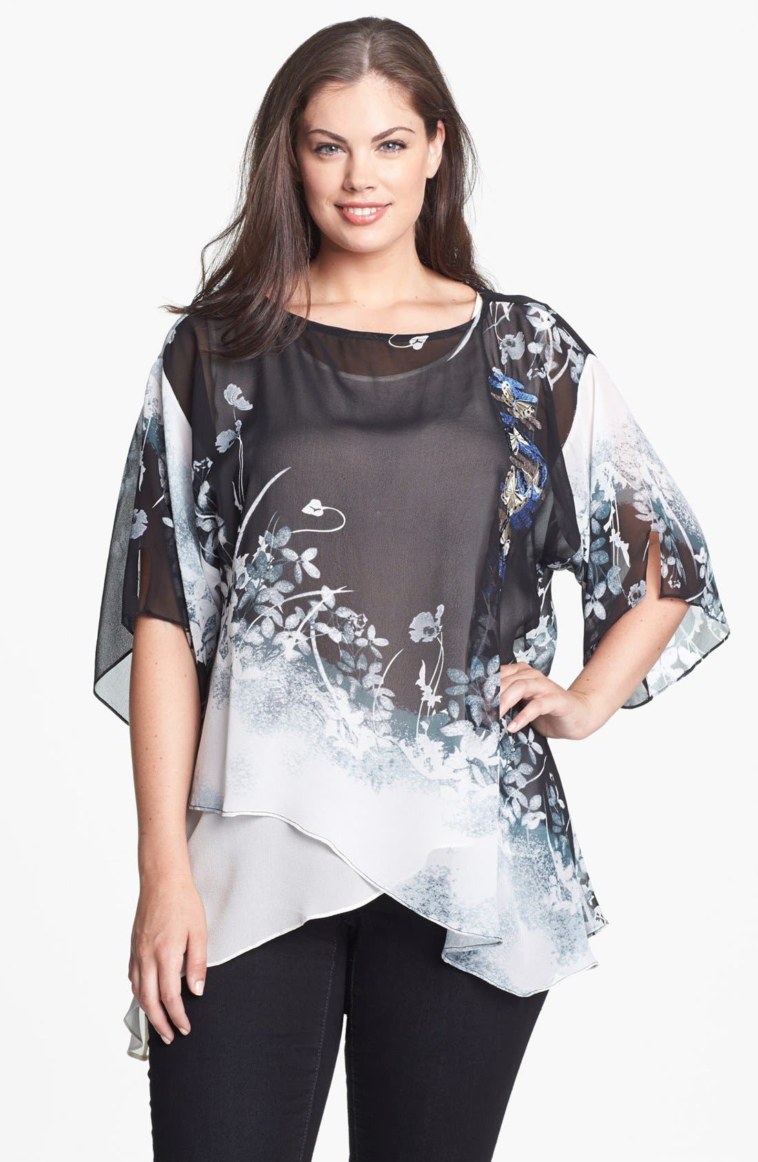 Citron Print Asymmetrical Silk Tunic (Plus Size) Nordstrom