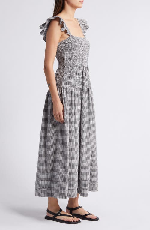 Shop Saylor Adalene Gingham Ruffle Strap Cotton Maxi Sundress In Charcoal