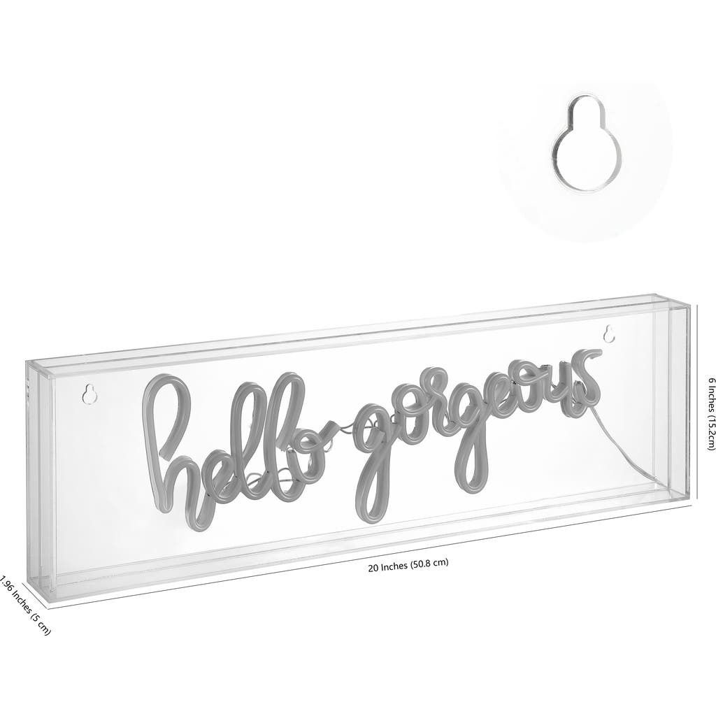 Jonathan Y Hello Contemporary Glam Acrylic Box Usb Operated Led Neon Light In Yellow