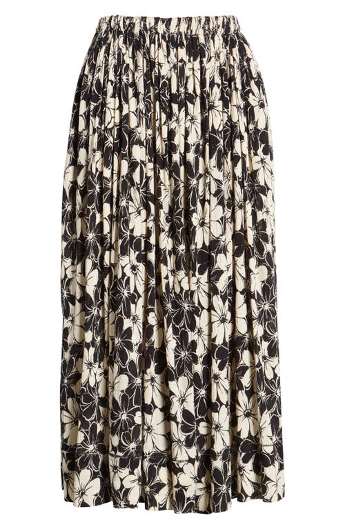 Shop The Great . The Sway Floral Maxi Skirt In Black Cream Hibiscus Floral