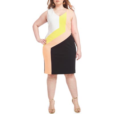 Plus Size Christian Siriano Colorblock Sheath Dress, Black