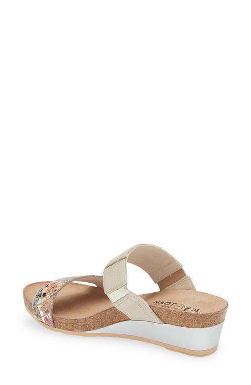 Shop Naot Royalty Slide Sandal In Soft Ivory/golden Floral