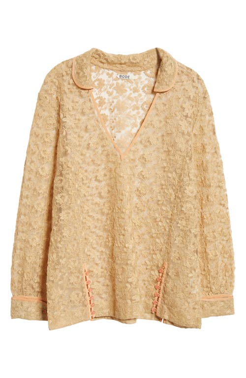 Bode Beige Lace Attic Blouse In Ecru Pink
