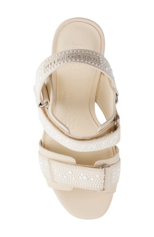 Karl Lagerfeld Alessia Faux Pearl Platform Sandal In Warm Mist/white