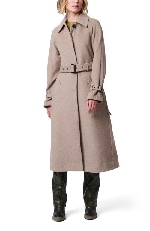 Shop Bernardo Belted Wool Blend Melton Coat In Heather Taupe