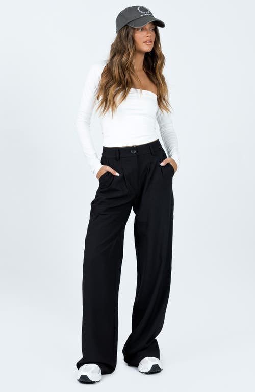 Shop Princess Polly Archer Wide Leg Pants In Black