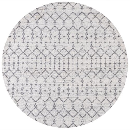 Jonathan Y Moroccan Hype Boho Vintage Diamond Round Area Rug In Cream/gray