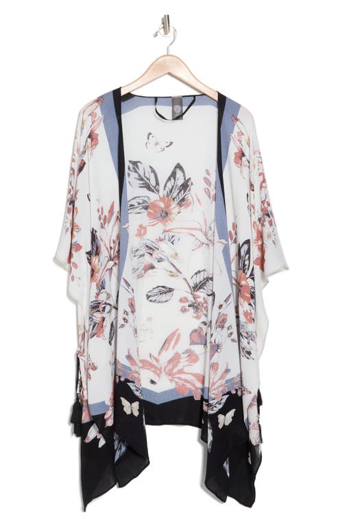 Vince Camuto Lily Botanical Ruana In Black Neutral