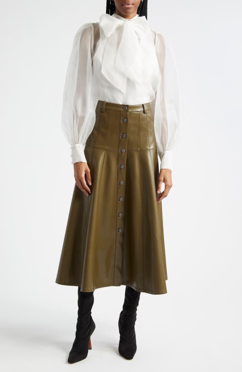 Shop Cinq À Sept Veena Faux Leather Skirt In Dark Olive