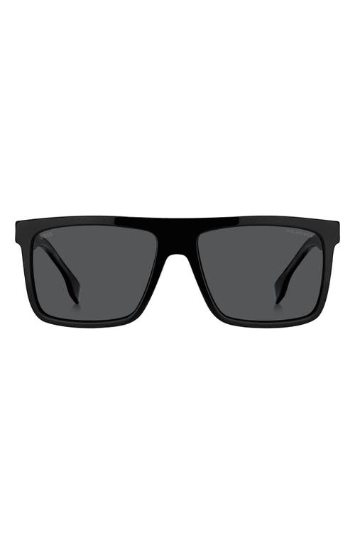 Hugo Boss Boss 59mm Polarized Rectangular Sunglasses In Black