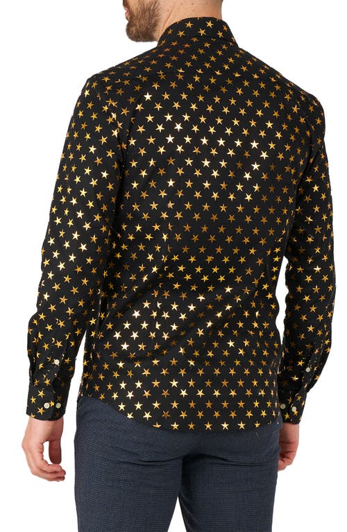 Shop Opposuits Foil Star Dress Shirt In Black