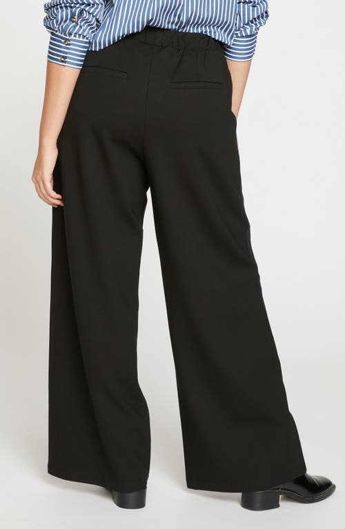 Shop Universal Standard Stephanie Ponte Wide Leg Pants In Black With Black Stripe