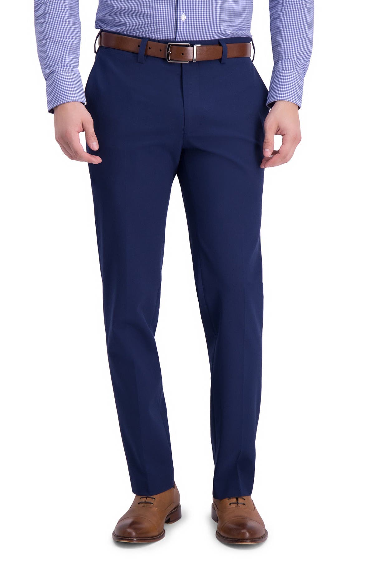 Solid Flat Front Skinny Fit Dress Pants 