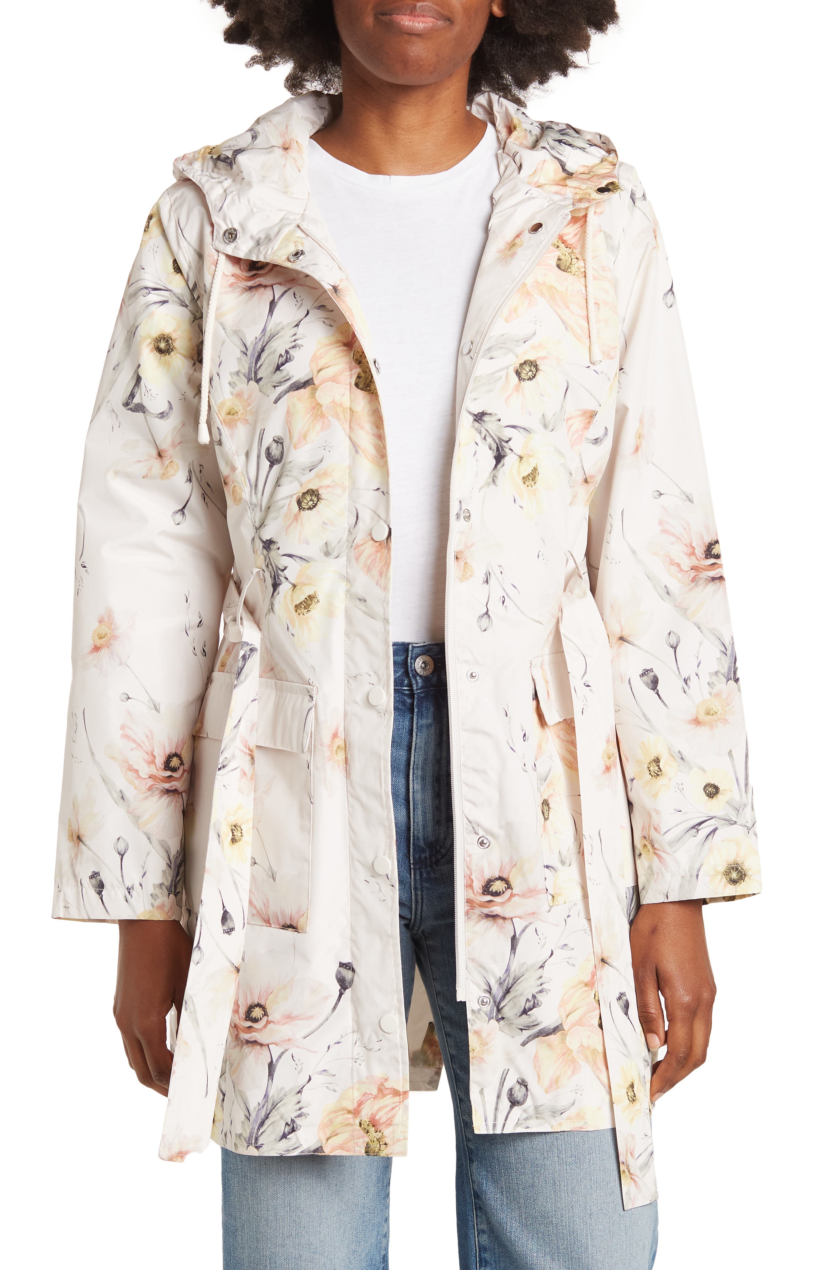 floral hooded coat