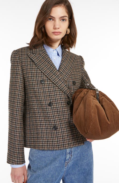 Shop Max Mara Weekend  Nausica Houndstooth Check Stretch Wool Jacket In Brown Grey