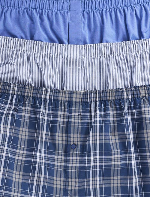 Harbor Bay By Dxl 3-pack Plaid Woven Boxers In Grey