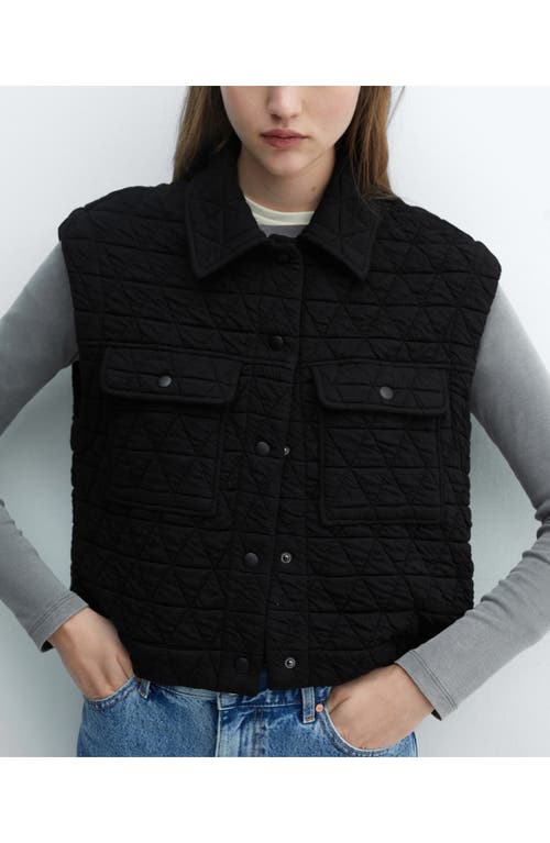 Mango Women's Buttons Detail Quilted Vest In Black