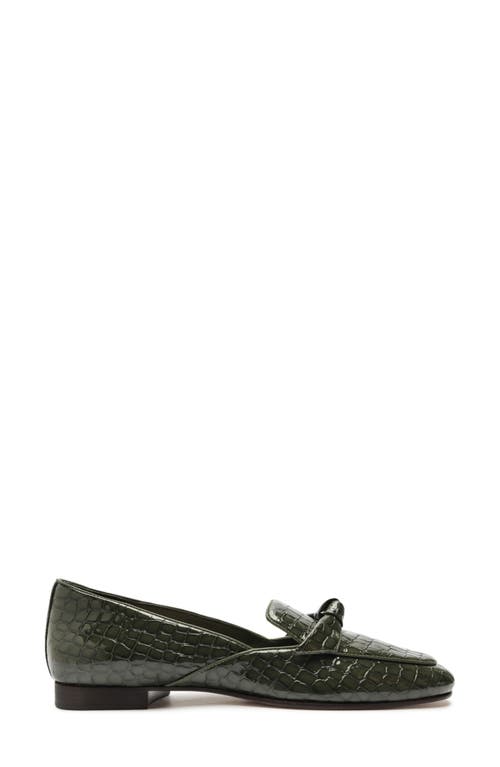 Shop Alexandre Birman Clarita Belgian Croc Embossed Loafer In Sage Leaf