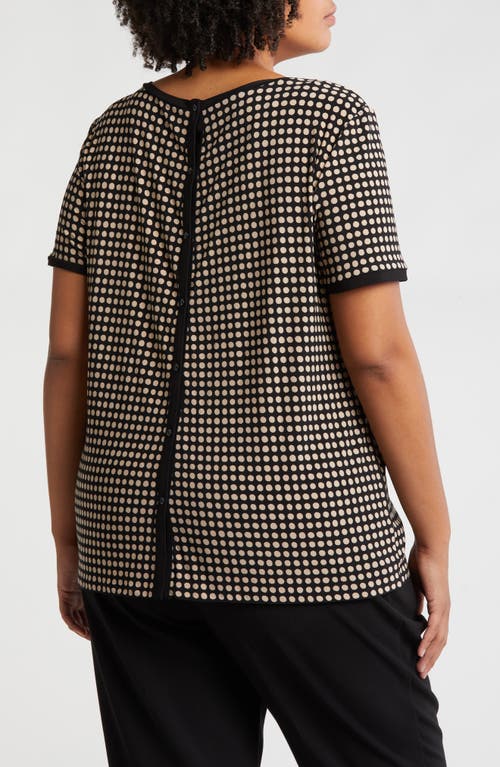 Shop Anne Klein Pearly Dot Button Back Top In Anne Black/latte