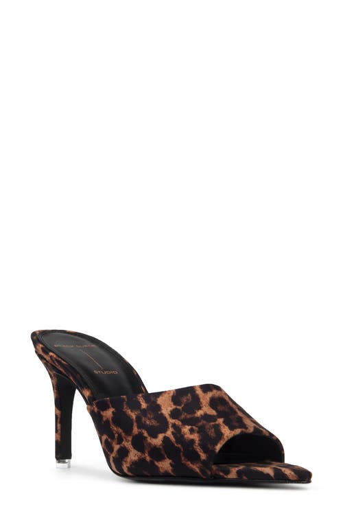 BLACK SUEDE STUDIO Leona Pointed Toe Sandal in Leopard Satin