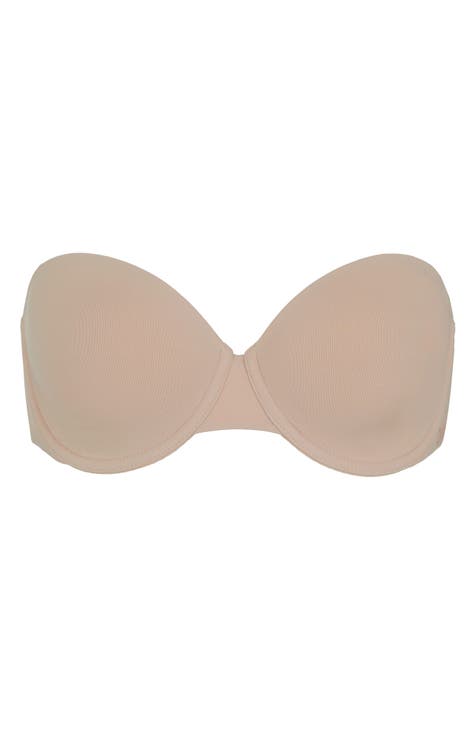  Womens Strapless Bra Silicone-Free Minimizer Bandeau Plus  Size Unlined Baby Blue 38F