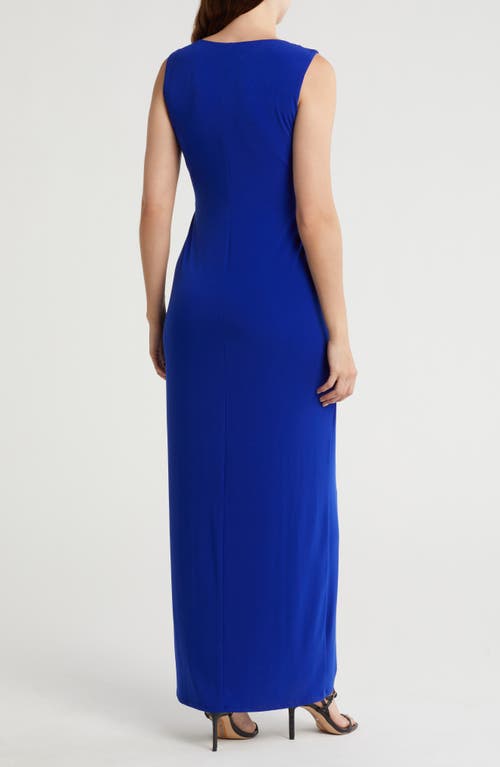 Shop Connected Apparel Ity Pleated Detail Maxi Dress In Deep Cobalt