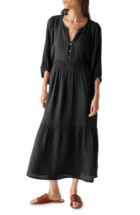 Shop Michael Stars Felicity Gauze Midi Dress In Black