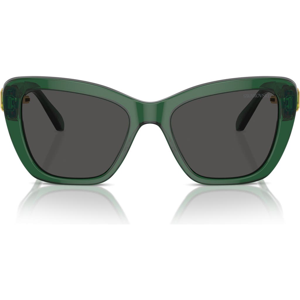 Swarovski 55mm Cat Eye Sunglasses In Dark Green/dark Grey