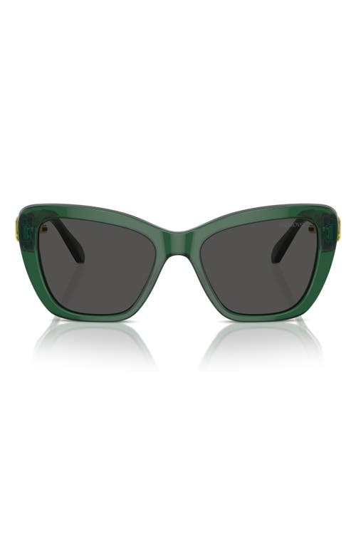 55mm Cat Eye Sunglasses in Dark Green /Dark Grey