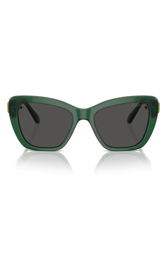 Swarovski 55mm Cat Eye Sunglasses In Dark Green / Dark Grey